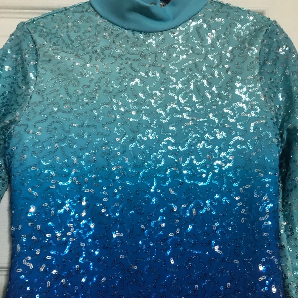 Weissman‎ blue ombré sequins costume dance recital girls size medium child
